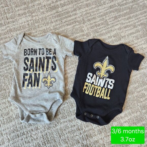 NFL New Orleans Saints boy girl bodysuit black gold grey size 3-6 months - Picture 1 of 5